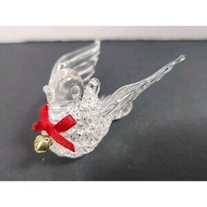 Hand Blown Spinning Clear Glass Dove Figurine Christmas Ornament